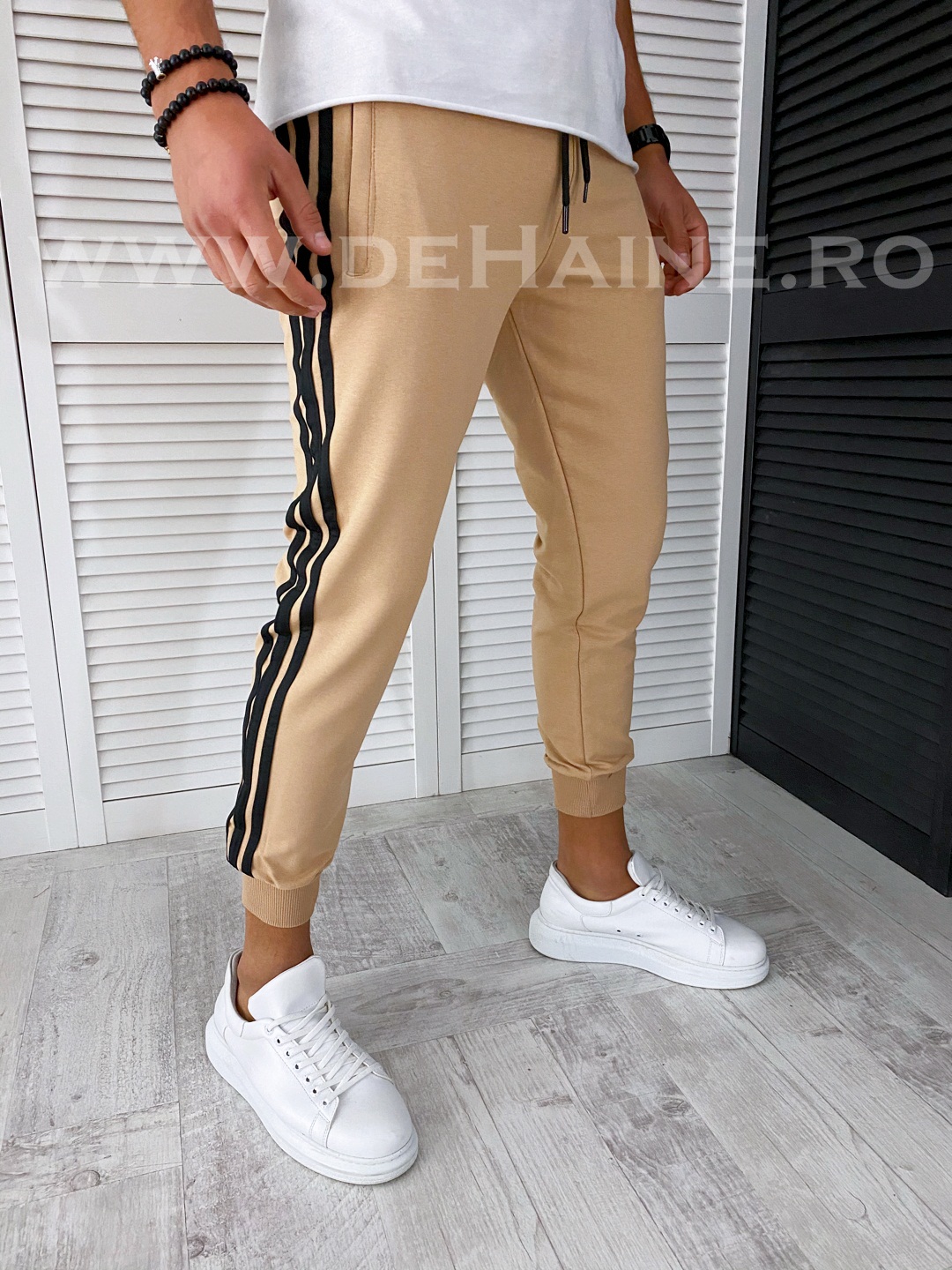 Pantaloni de trening bej conici B3057 115-5